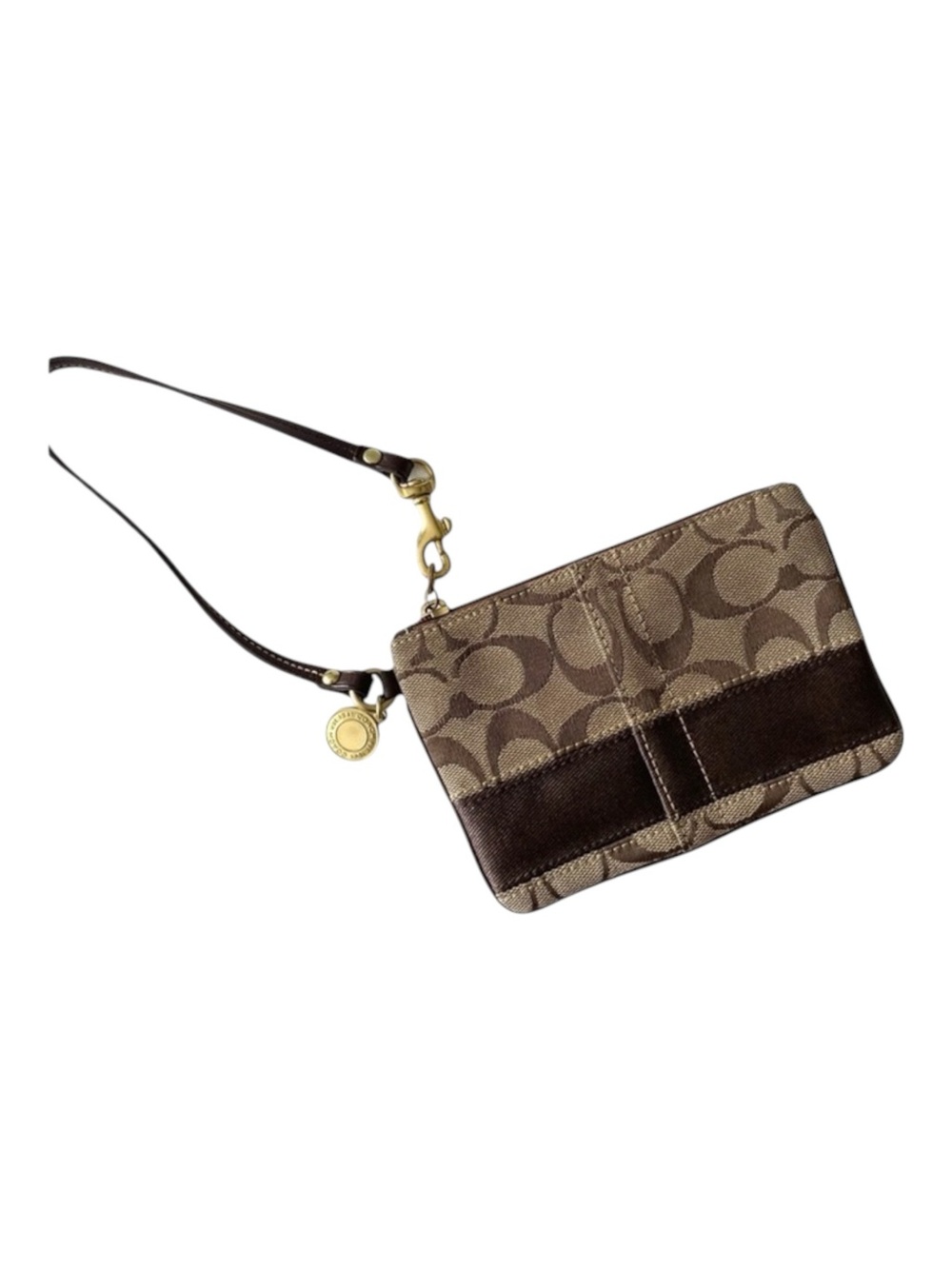 Coach ❃ Signature Monogram Jacquard Wristlet Clutch Bag ❃ Leather Trim ❃ Khaki ❃ - Picture 6 of 16